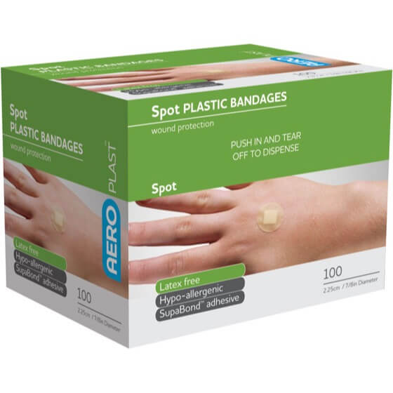 Aeroplast Plastic Spot Dressing Box 100 - Product showcase image 1 at LFA First Response