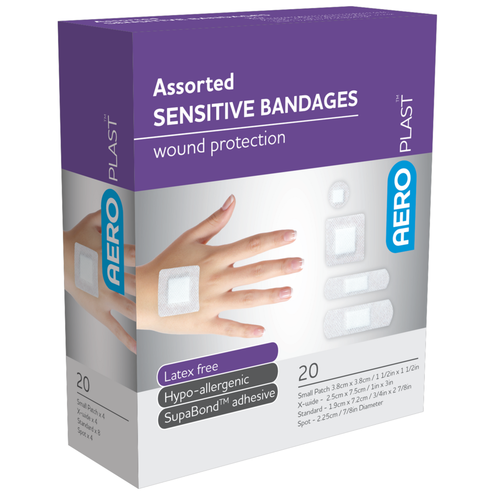 Aeroplast Sensitive Assorted Dressing - Box of 20 - Product showcase image 1 at LFA First Response