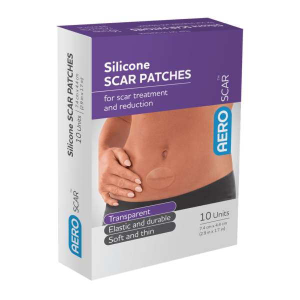 AEROSCAR Silicone Scar Patch 7.4 x 4.4cm - Box of 10 - Product showcase image 1 at LFA First Response