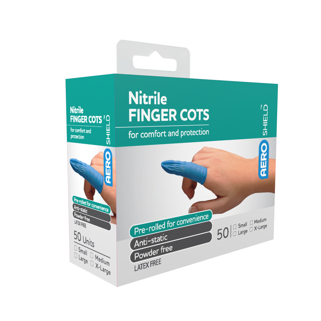 Nitrile Finger Cots Large - Box of 50 - Product showcase image 1 at LFA First Response