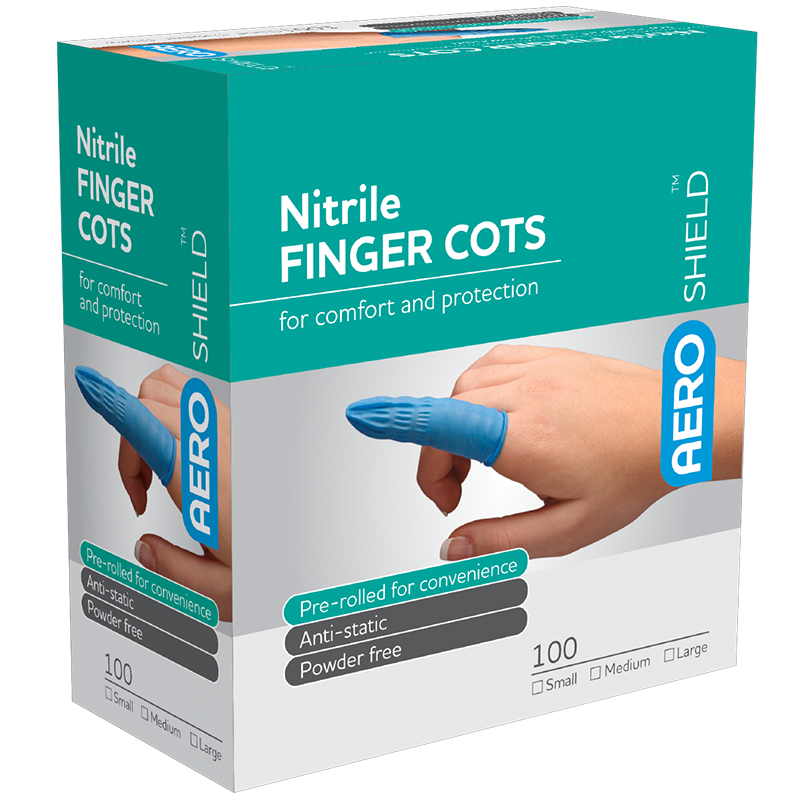 Nitrile Finger Cots M Box 100 - Product showcase image 1 at LFA First Response