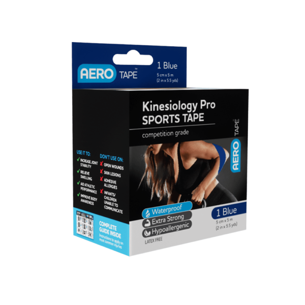 AEROTAPE Blue Kinesiology Pro Sports Tape 5cm x 5m - Product showcase image 1 at LFA First Response