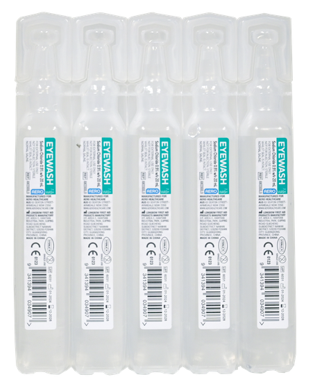 Aerowash Sodium Chloride Eye Wash 20ml - Box of 250 - Product showcase image 1 at LFA First Response