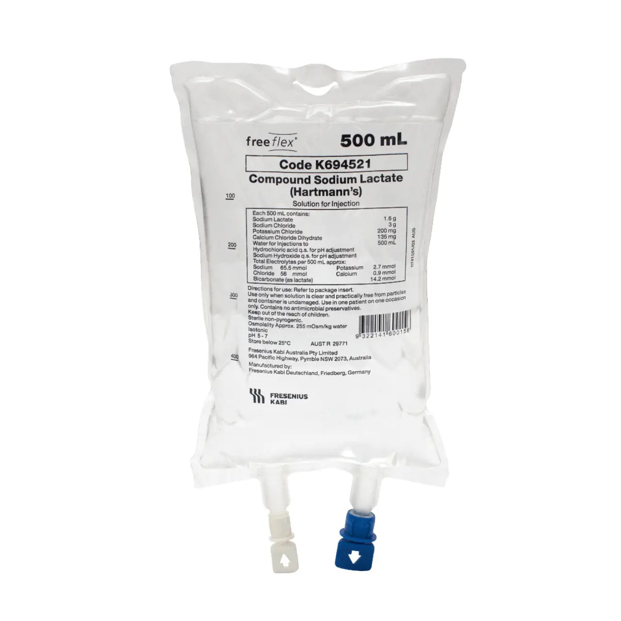 Hartmann's Compound Sodium Lactate Solution for Injection 500ml - Bag - Product showcase image 1 at LFA First Response