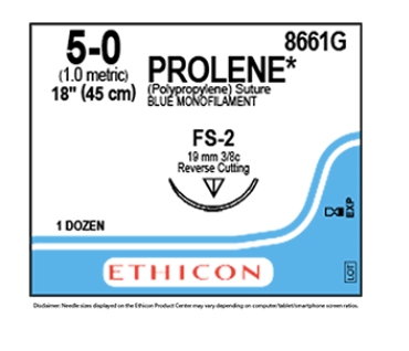 Prolene Polypropylene Sutures Blue 45cm, Size 5-0 FS-2 - Box of 12 - Product showcase image 1 at LFA First Response
