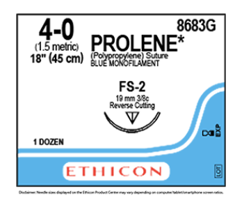 Prolene Polypropylene Sutures Blue 19cm, Size 4-0 FS-2 - Box of 12 - Product showcase image 1 at LFA First Response