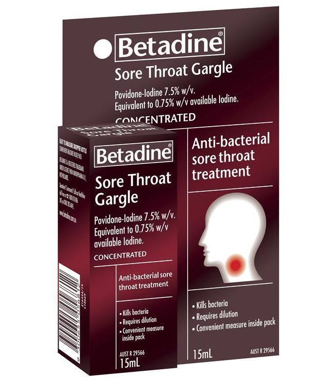 Betadine Sore Throat Gargle - 15ml Bottle - Product showcase image 1 at LFA First Response