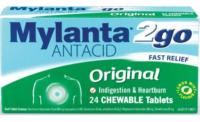 Mylanta 2 Go Original Chewable Tablets - Box of 24 - Product showcase image 1 at LFA First Response