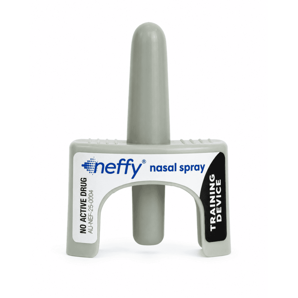 Neffy Nasal Adrenaline Spray Trainer Device - Box of 10 - Product showcase image 1 at LFA First Response