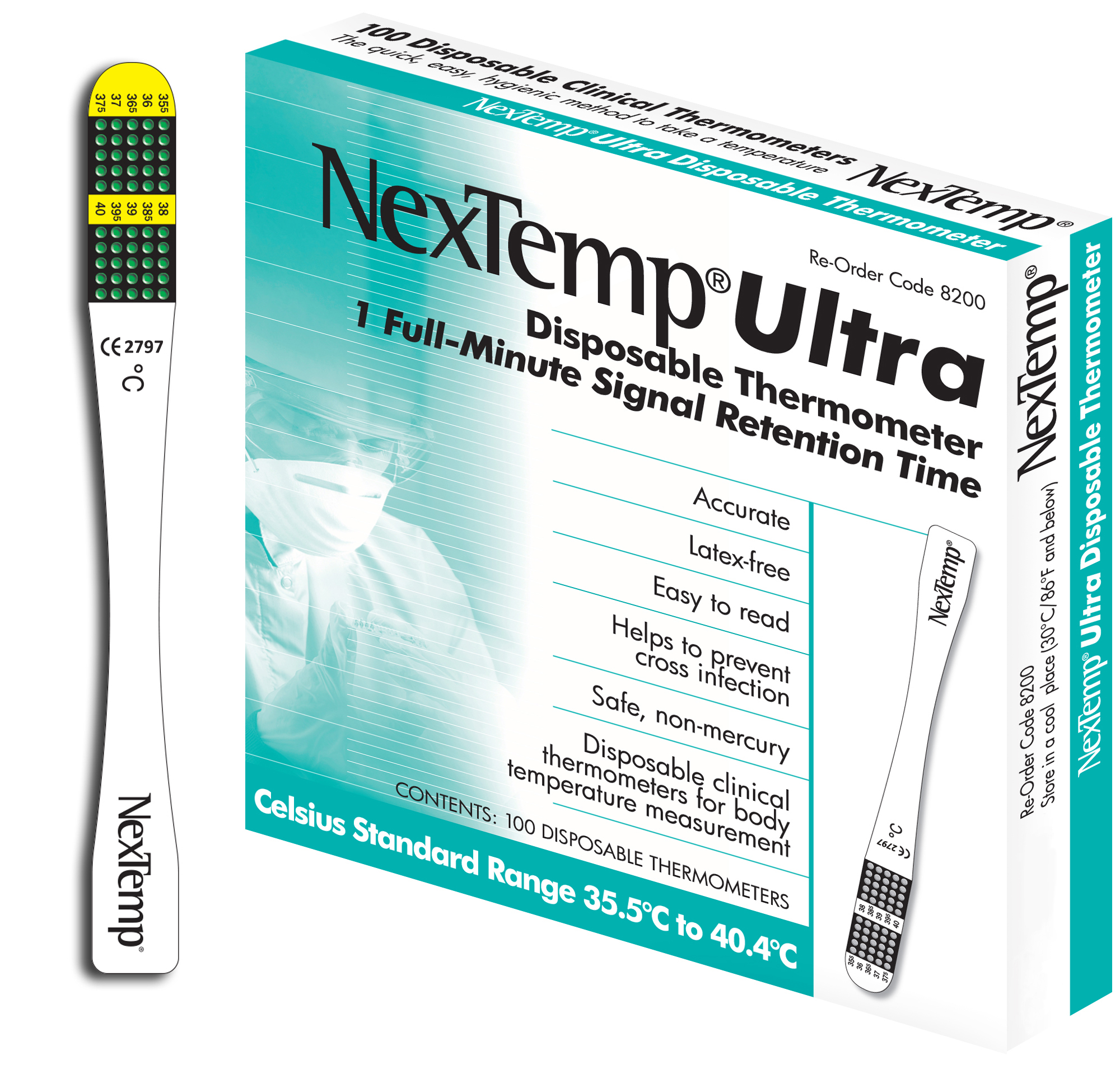 NexTemp Disposable Thermometer Box 100 - Product showcase image 1 at LFA First Response