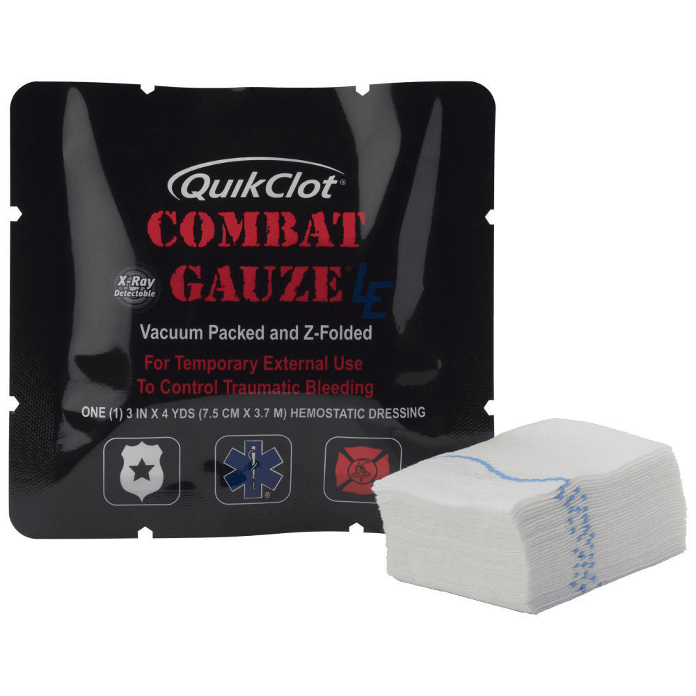 QUIKCLOT Haemostatic Combat Gauze 7.5cm x 3.65M - Product showcase image 1 at LFA First Response