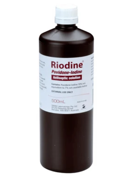 Riodine Solution 10% - 500ml Bottle - Product showcase image 1 at LFA First Response