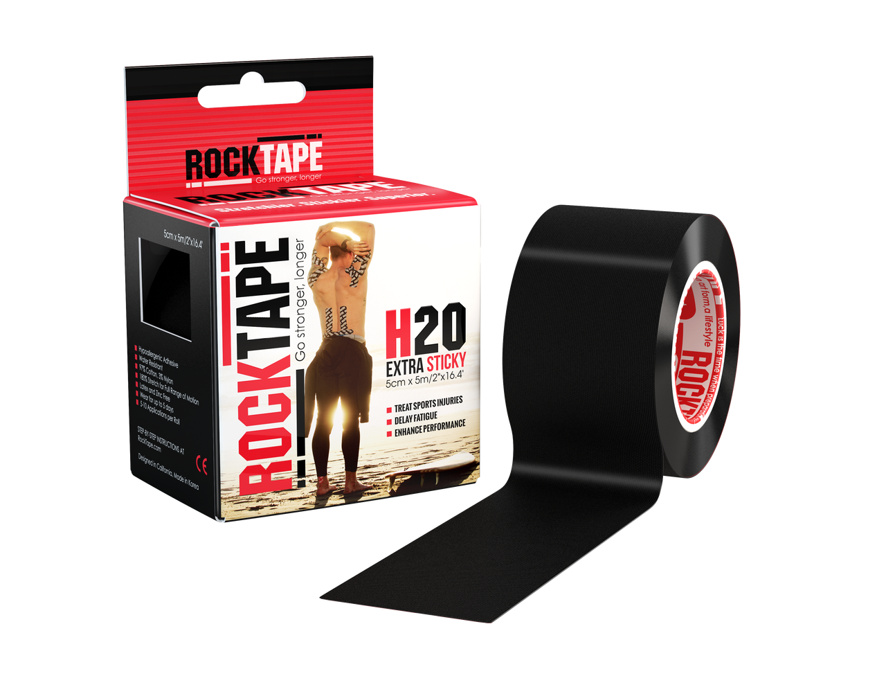 Rock Tape H2O Tape Black 5cm x 5m - Product showcase image 1 at LFA First Response