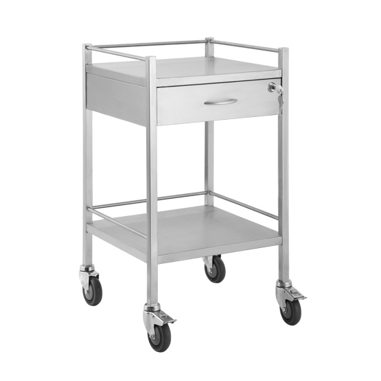 Stainless Steel Trolley - Single - 1 Drawer - 500 x 500 x 900 - Product image at LFA First Response